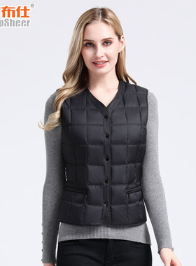 寒布仕大码女士羽绒马夹 无袖内外穿妈妈秋冬羽绒马甲22875