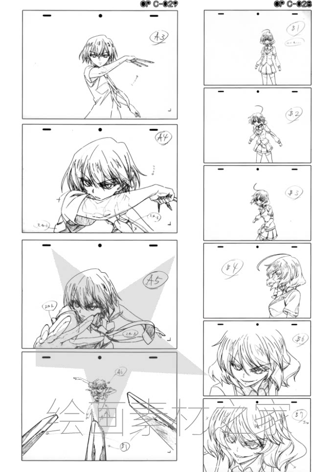 日式风 动画人物分镜手稿草稿线稿 漫画动漫绘制参考素材
