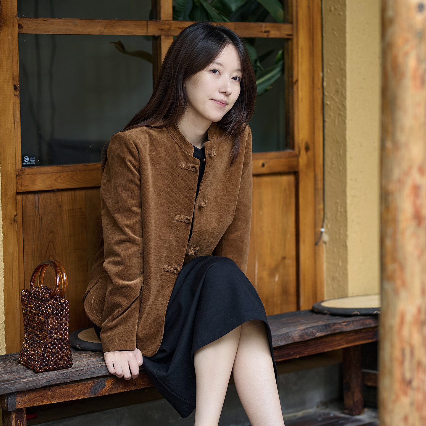 轻中式立领直门襟一字扣外套