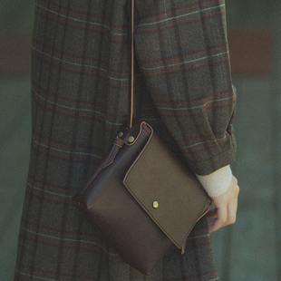 【染华年】前世今生复古文艺简约油蜡皮单肩斜挎小方包