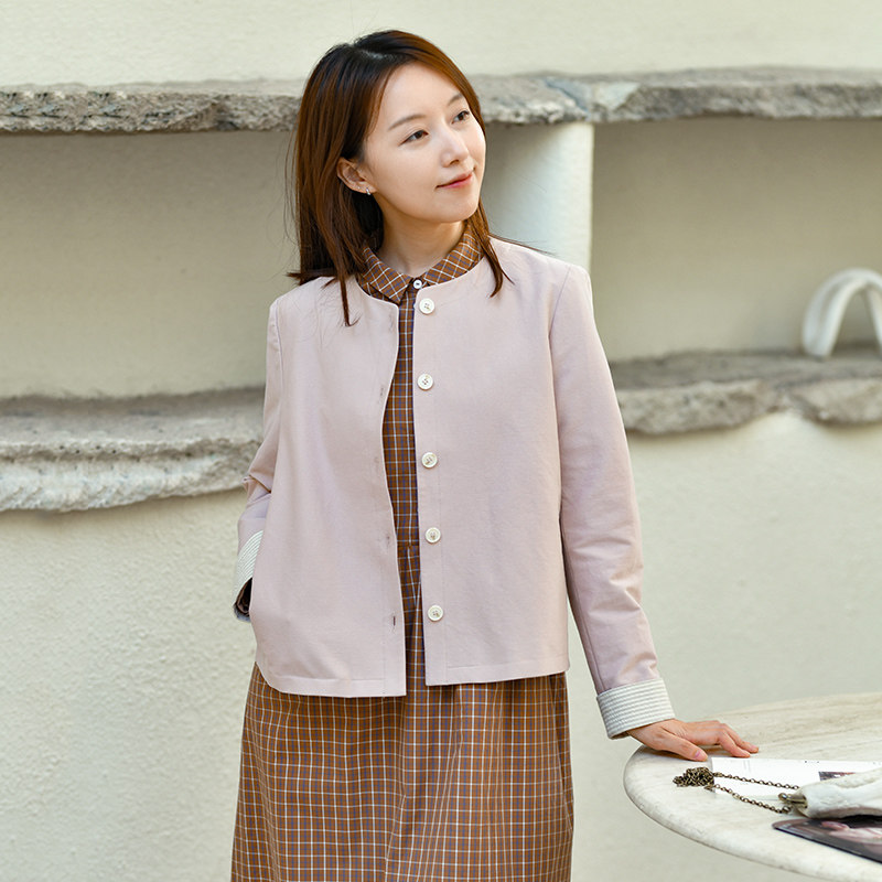 前世今生简约文艺圆领短外套