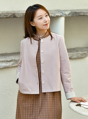 24QDA-088【过眼秋风】前世今生简约温婉文艺百搭圆领短外套