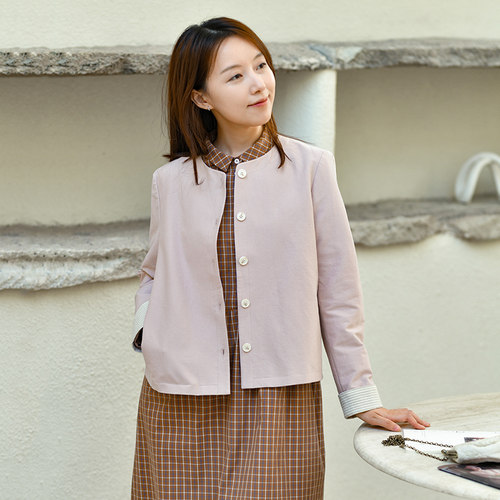 前世今生简约文艺圆领短外套