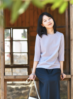 24CXA-137【南枝吟香】前世今生复古温婉文艺圆领绣花针织T恤