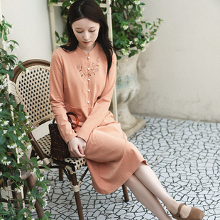 前世今生轻中式 芳栖繁枝 立领针织连衣裙 092 21QDC