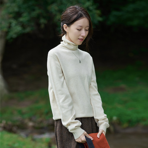 简约百搭高领宽松套头毛衣