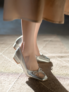 前世今生复古文艺简约蝴蝶结平底单鞋 细柳轻烟 001 23CXS