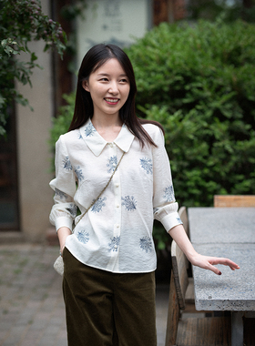 不.退换6-20QDA-033【落枣花】前世今生复古通勤植物花卉绣衬衫
