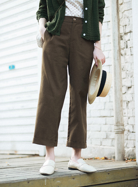 20QDK-055【雁声多】前世今生复古文艺休闲舒适春秋直筒裤
