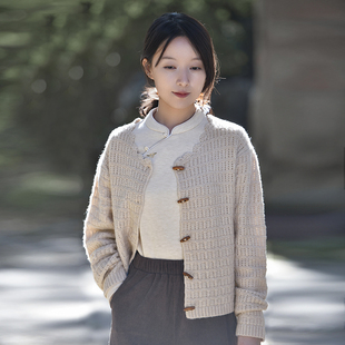 前世今生复古温婉文艺花边牛角扣开衫 不.退换5 疏星 032 24QDM