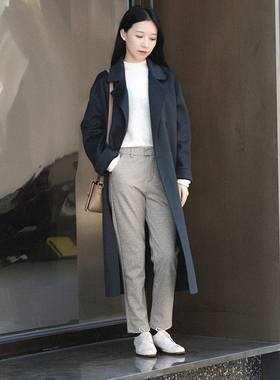 20QDK-305【月惜清浅】前世今生复古温婉文艺色织小格修身小脚裤