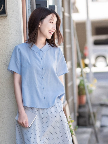 19CXA-276 [Sea Wind Antry] Рубашка ретро-литературная лацкана с короткими рукавами в прошлом и настоящей жизни