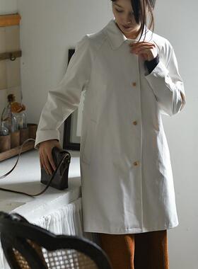 25CXA-008【白雪红花】前世今生复古休闲插肩袖中长款翻领风衣