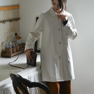 前世今生复古休闲插肩袖 25CXA 008 白雪红花 翻领风衣 中长款