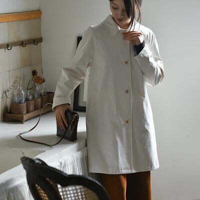 25CXA-008【白雪红花】前世今生复古休闲插肩袖中长款翻领风衣