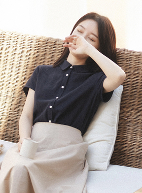 20CXA-086【风与月】前世今生复古温婉文艺经典翻领短袖衬衫