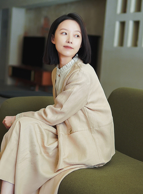 23CXA-053【一卷闲书】前世今生复古温婉文艺V领绣花长袖外套