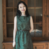 21CXC 一字领绣花连衣裙 前世今生复古温婉无袖 138 晴柳含烟