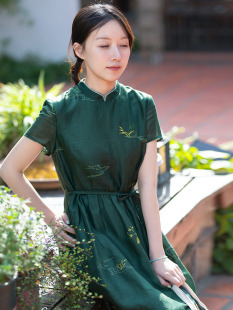 前世今生复古新中式 芳烟 立领系带连衣裙 351 24CXC