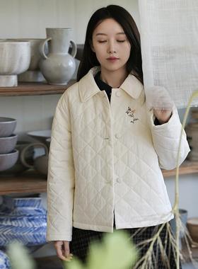 7-24QDA-319【绵绵】前世今生复古温婉文艺翻领绣花长袖棉服