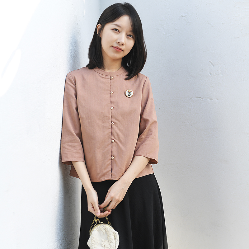 前世今生直身型衬衫单排扣7分袖