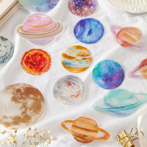浪漫星球宇宙天体PET防水贴纸