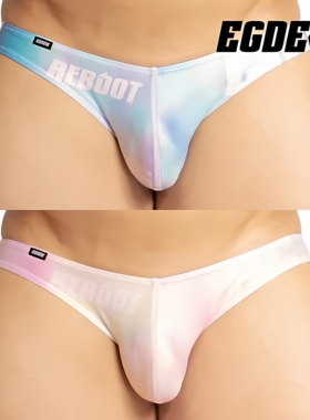 现货日本EGDE男士低腰三角内裤涤纶氨纶吸湿速干光泽幻彩3859