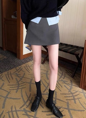 灰色半身裙女2026春夏新款A字迷你半身裙高腰显瘦短款a字裙一步裙