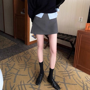 灰色半身裙女2026春夏新款A字迷你半身裙高腰显瘦短款a字裙一步裙