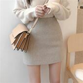 秋冬季 ins超火 港味2025新款 小个子a字裙包臀chic高腰毛呢半身裙