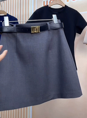 灰色高腰西装半身裙女2026春夏百搭显瘦包臀一步裙子a字裙短裙黑