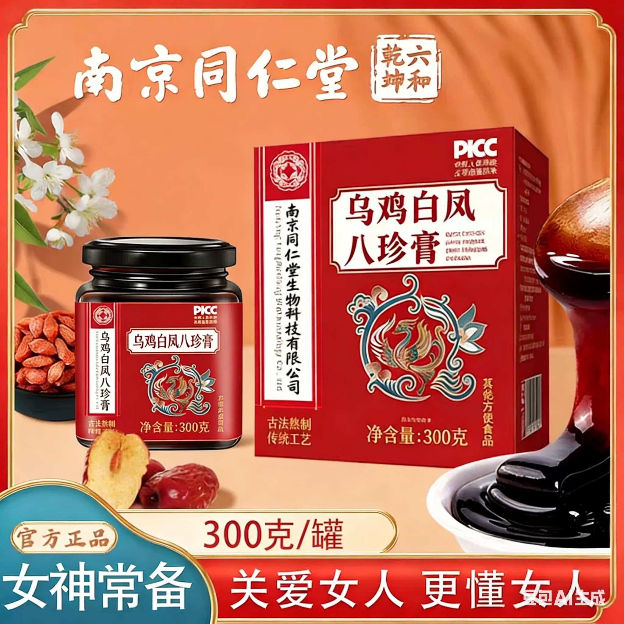 同仁堂乌鸡白凤八珍膏月经人参气血不来八珍汤四物双补益母调理