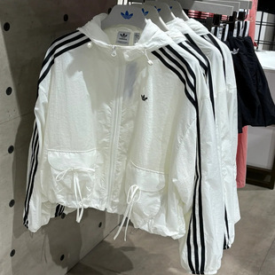 Adidas三叶草WINDBREAKER蝴蝶结细节宽松风衣运动夹克外套 KB8964