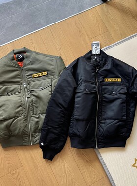 正品匡威 立领军绿色运动飞行夹克外套休闲棒球服10023761-A01