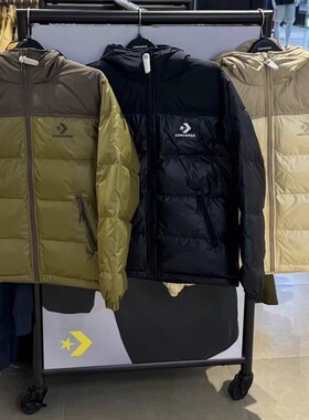 正品Converse匡威 男款拼色连帽短款羽绒服10025252-A01-A02-A03