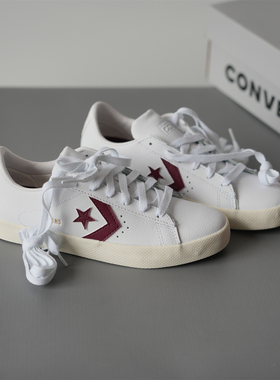 正品CONVERSE匡威 cons白红牛皮革箭星复古低帮滑板鞋 A05328c