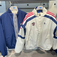 Adidas三叶草 冬季男女立领复古两面穿保暖运动棉服KC0094 KC0093