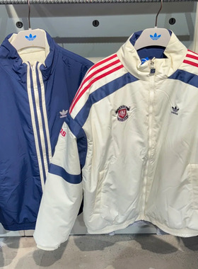 Adidas三叶草 冬季男女立领复古两面穿保暖运动棉服KC0094 KC0093