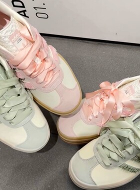 Adidas三叶草正品Gazelle女子绒面革厚底经典运动鞋JR8374JR8373