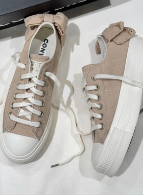 CONVERSE匡威All Star Lift日系女蝴蝶结低帮厚底帆布鞋 A10246C
