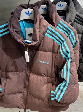 正品Adidas三叶草25冬女立领保暖600蓬羽绒服面包服KG4910 KG4909