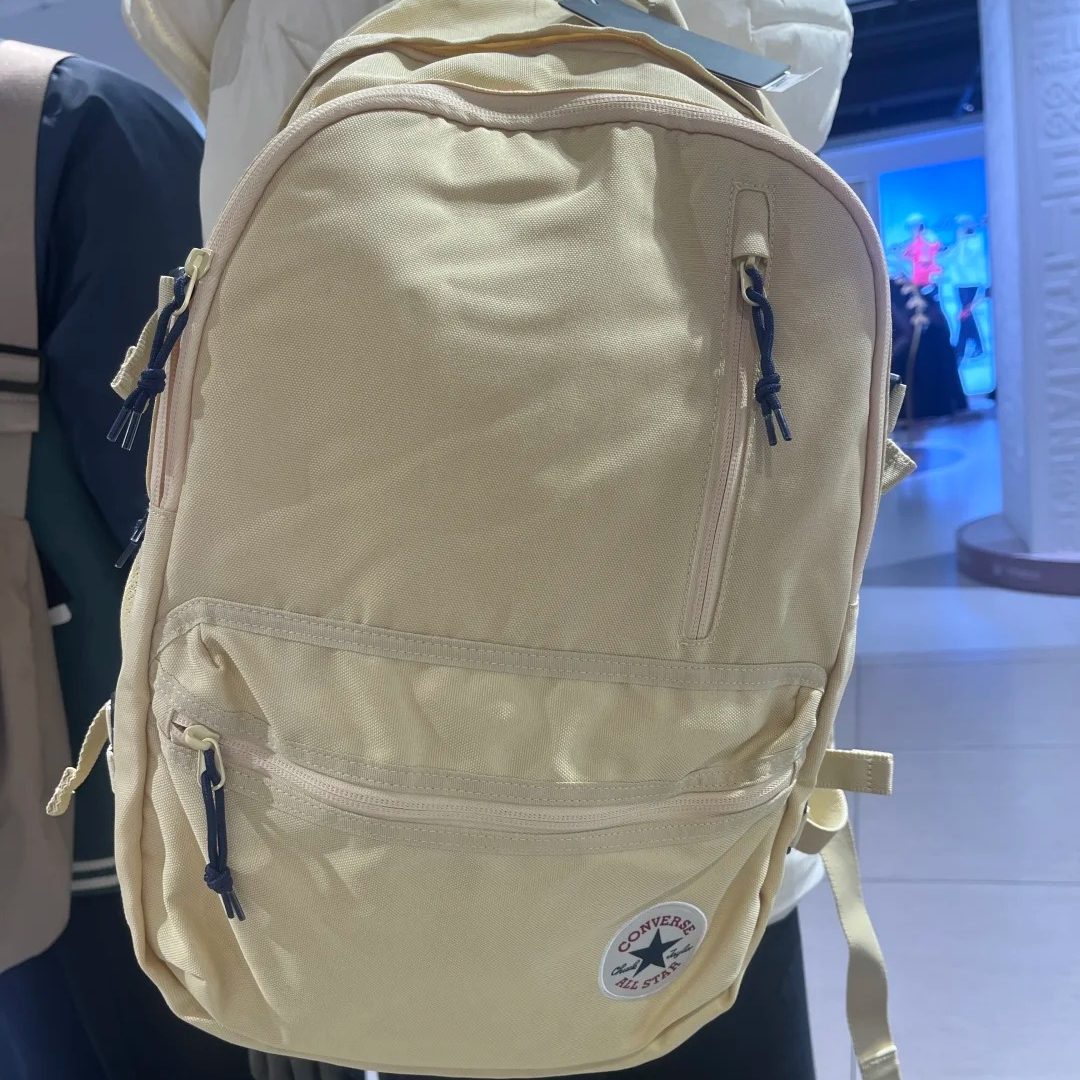 正品匡威奶黄男女学生双肩背包