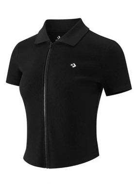 正品CONVERSE匡威女拉链POLO衫棉弹力修身上衣短袖WCH669-023-W2Y