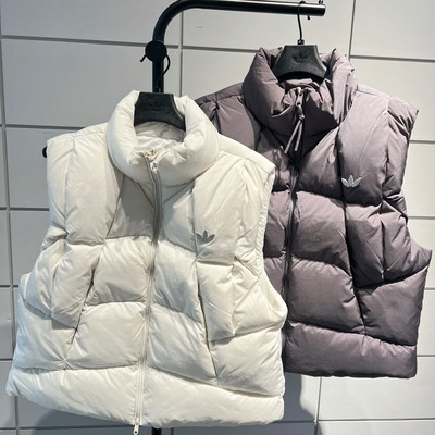 Adidas三叶草25冬男女款保暖运动棉羽羽绒背心马甲KV3987 KV3986