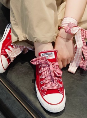 Converse匡威新款女时尚潮流红色低帮板鞋百搭休闲帆布鞋A13662C