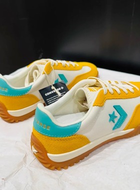 匡威Converse Trainer橘子汽水黄绿撞色翻毛皮低帮德训鞋 A13055C