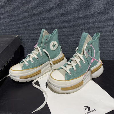 正品匡威特价瑕疵RunStarLegacy复古厚底绿色女帆布鞋板鞋A03054C