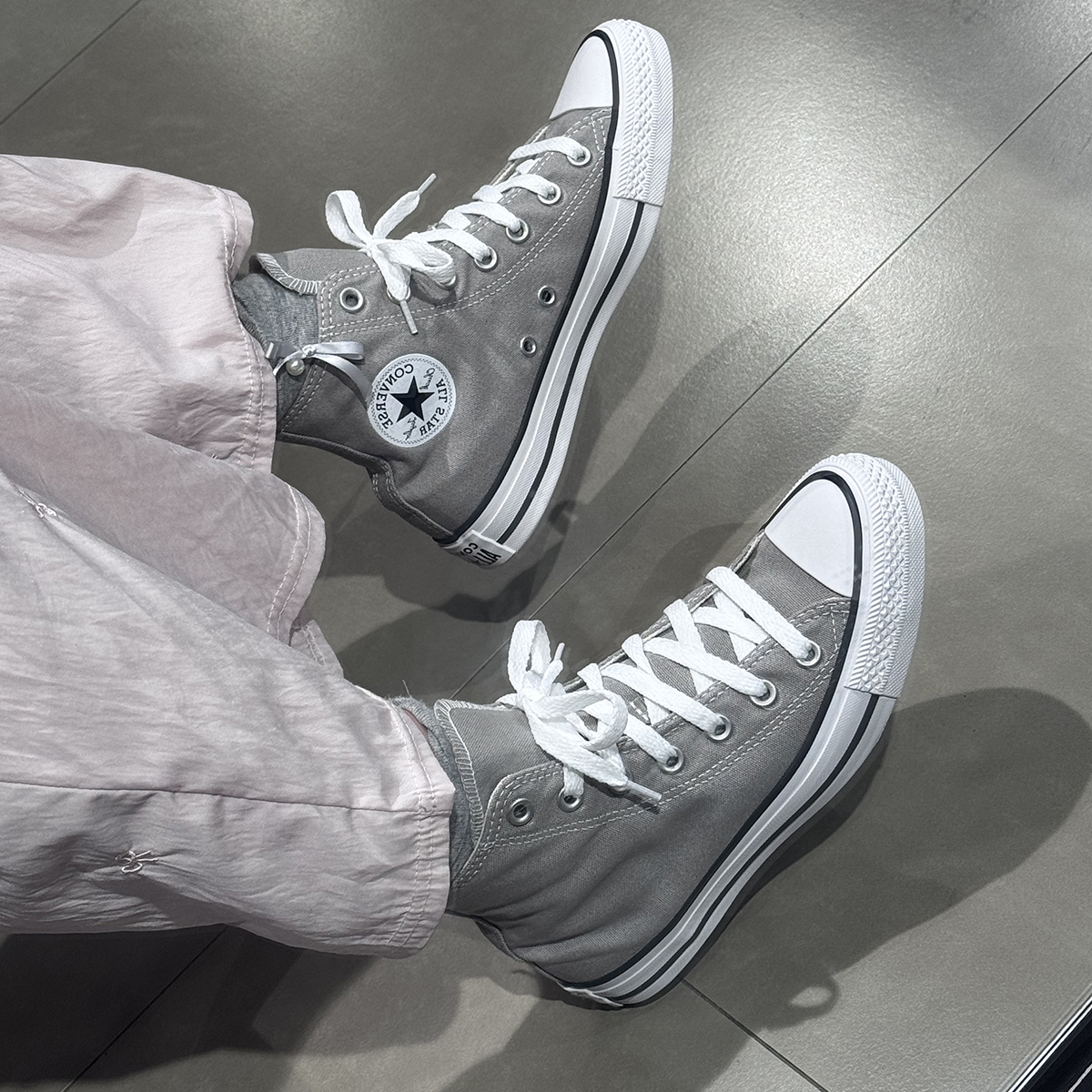 正品Converse匡威四季可穿休闲纯色灰帆布高帮男女情侣鞋A06561C