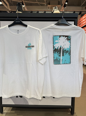 正品Converse匡威 男女同款休闲涂鸦椰树印花短袖T恤10027152-A01