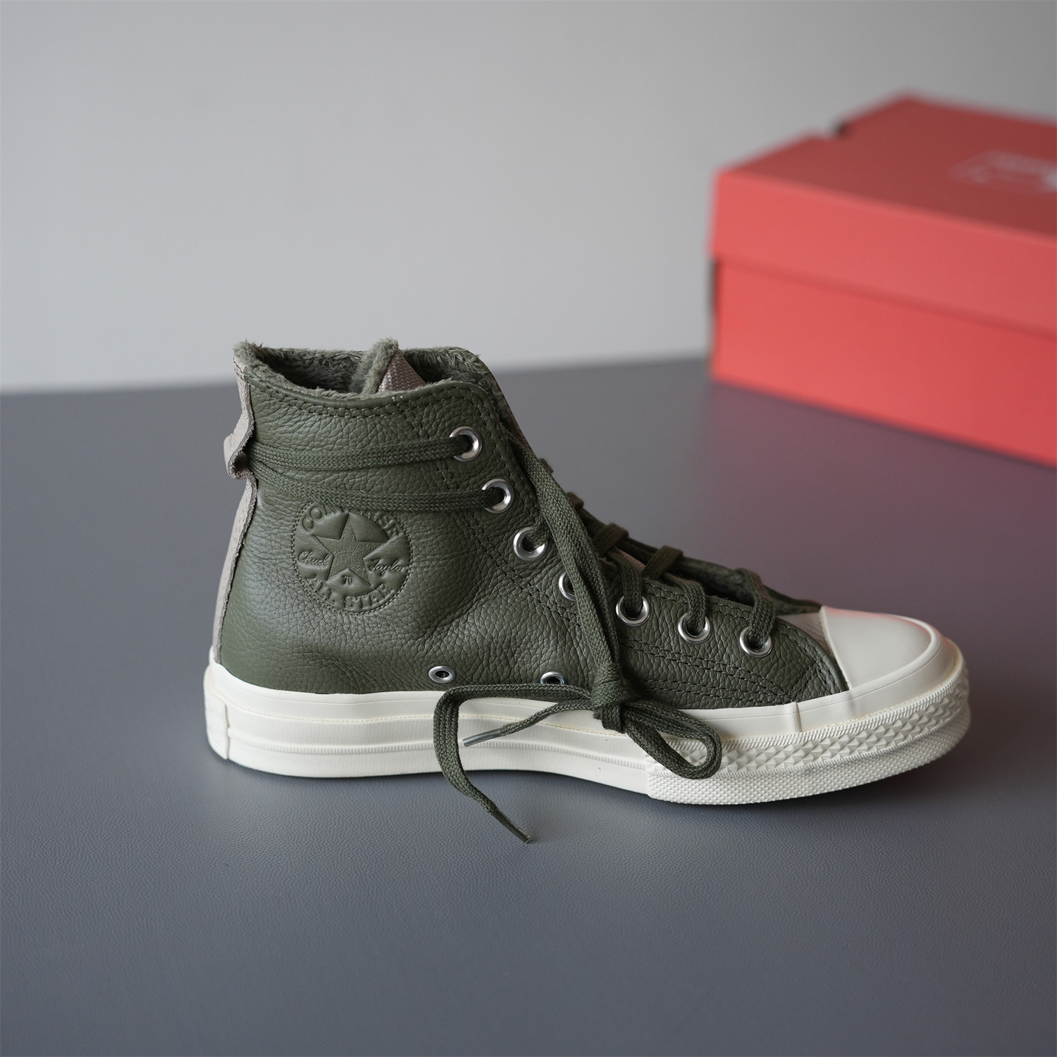 正品Converse匡威 1970s墨绿荔枝皮秋冬加绒款高帮皮质A01333c